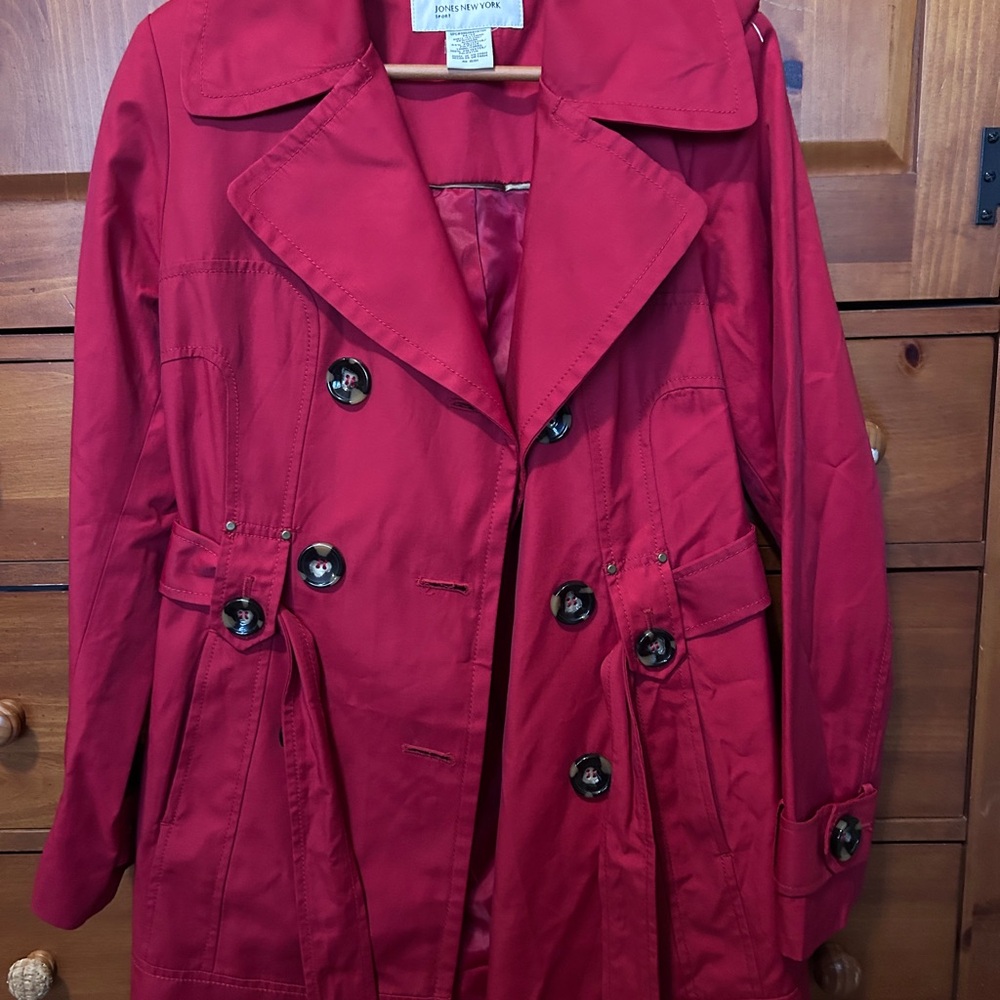 Jones New York Vibrant Red Trench Coat